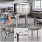 Thumbnail image #3 for Crown DL-60F 60 Gallon Direct Steam Full Jacket Stationary Kettle