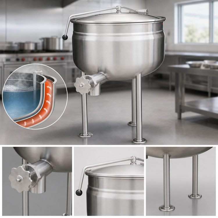 Product image #3 for Crown DL-60F 60 Gallon Direct Steam Full Jacket Stationary Kettle