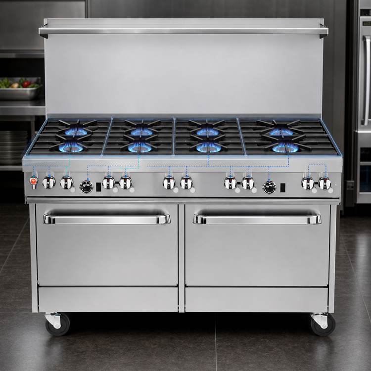 Product image #3 for Southbend Ultimate 60-Inch Gas Restaurant Range with 8 Open Burners and 2 Standard Ovens