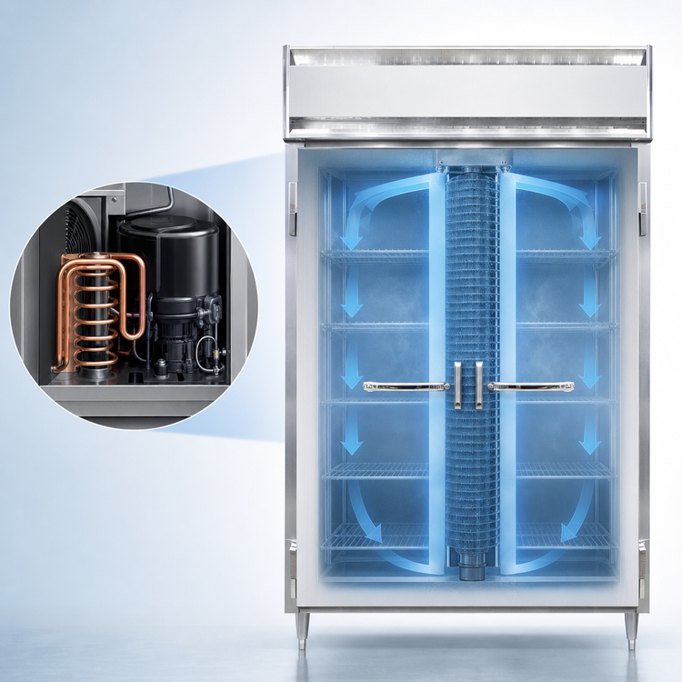 Product image #4 for Continental Refrigerator D2FSNSS Designer Line 2-Section Reach-In Freezer with Solid Doors, Stainless Steel Interior/Exterior