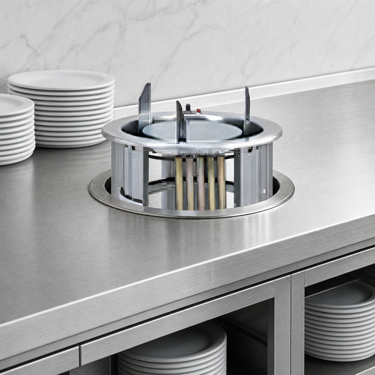 Product image #3 for Director's Choice Drop-In Unheated Unshielded Dish Dispenser for 8-1/4" to 9-1/8" Round Plates