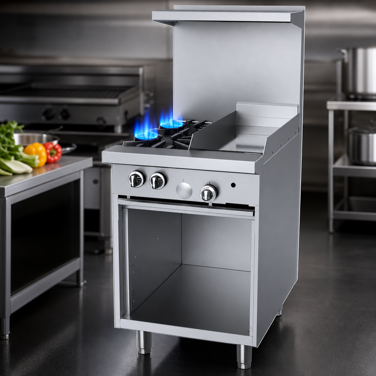 Product image #3 for Garland US Range U Series 24-Inch Gas Restaurant Range with 2 Open Burners, 12-Inch Griddle and Storage Base