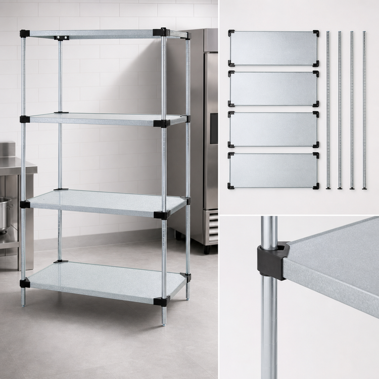Product image #3 for Quantum 72-Inch x 18-Inch x 54-Inch Solid Shelving Starter Kit, 4-Shelf Stationary Unit