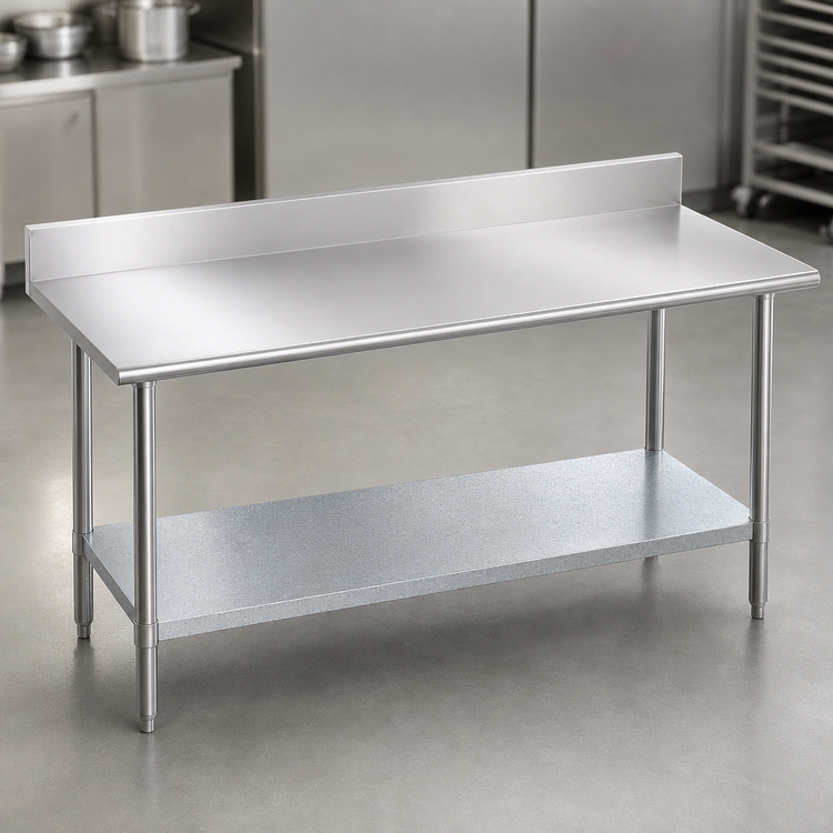 Product image #3 for Duke 60-Inch x 30-Inch Stainless Steel Work Table with 5-Inch Riser and Galvanized Undershelf