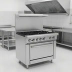 Thumbnail image #2 for Jade Range (Middleby) Bistro JBR-36G 36-Inch Gas Restaurant Range with Full 1-Inch Griddle, Manual Controls & Cabinet Base