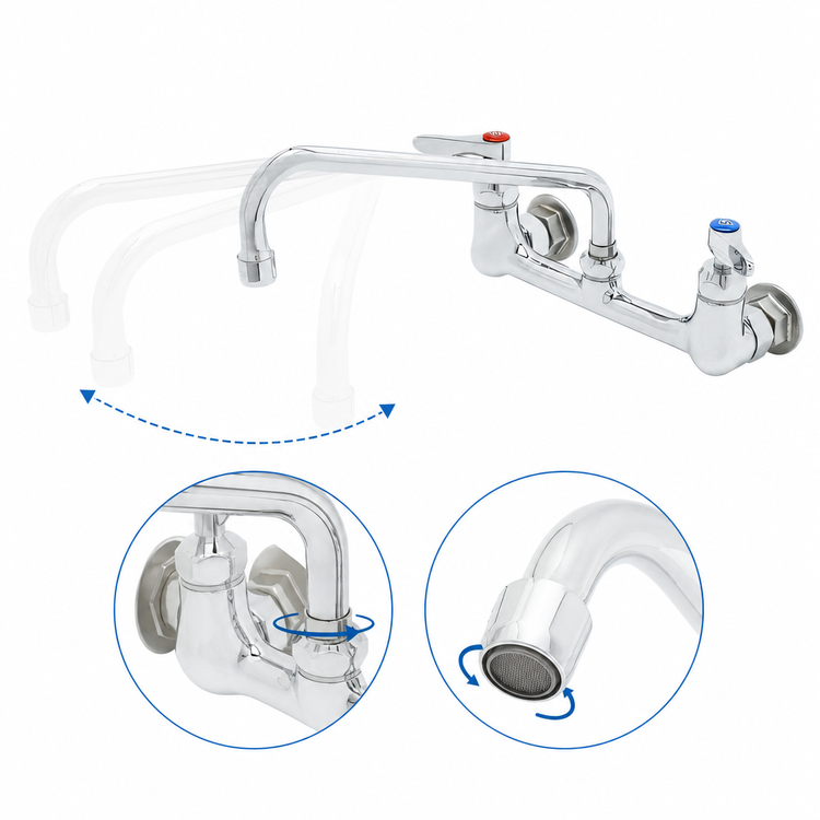 Product image #3 for T&S Brass Double Pantry Wall-Mount Faucet with 10-Inch Swivel Spout, 8-Inch Centers