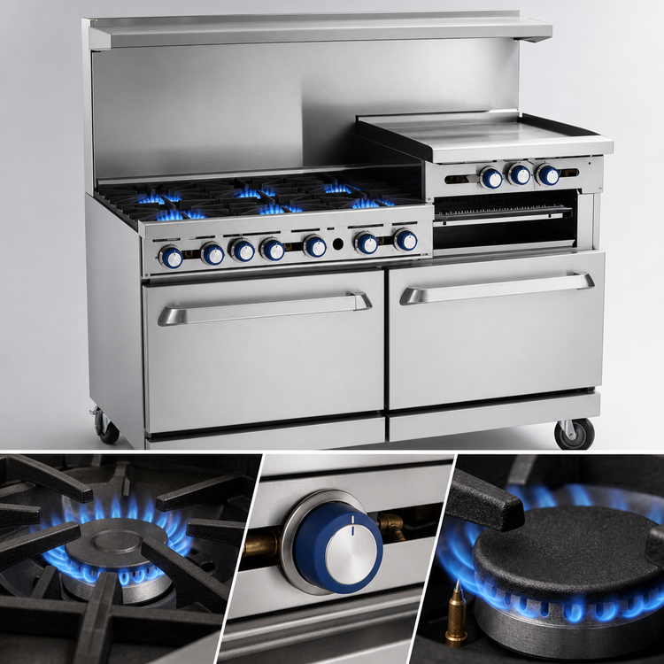 Product image #3 for Imperial Pro Series 60-Inch Gas Restaurant Range with 4 Open Burners, 36-Inch Griddle, Convection Oven and Standard Oven