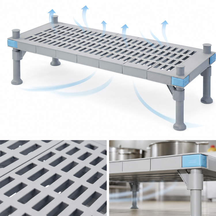 Product image #3 for Millenia Vented-Top Polymer Dunnage Rack, 48 x 18 x 14 Inches