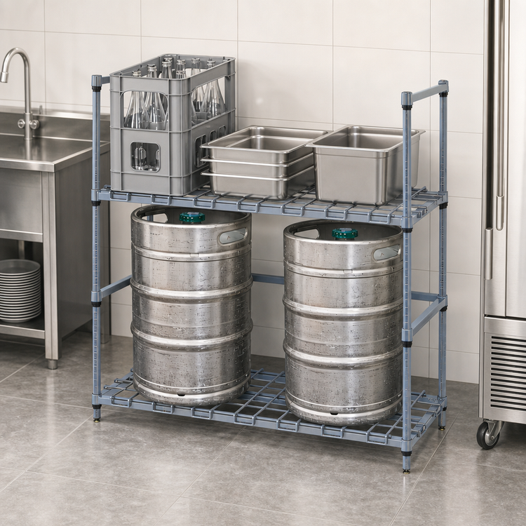 Product image #3 for Quantum Two-Tier Modular Wire Tank & Beverage Container Dunnage Rack, 48 x 24 x 54 Inches