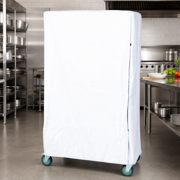 Product image #3 for Quantum Wire Cart Cover for 24 x 72 x 74 Inch Carts, White Nylon with Zipper Flap
