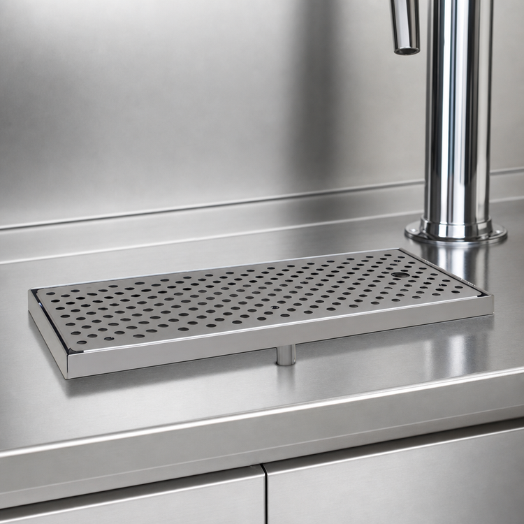 Product image #3 for Glastender Surface Mount Stainless Steel Drain Pan, 17"W x 8"D