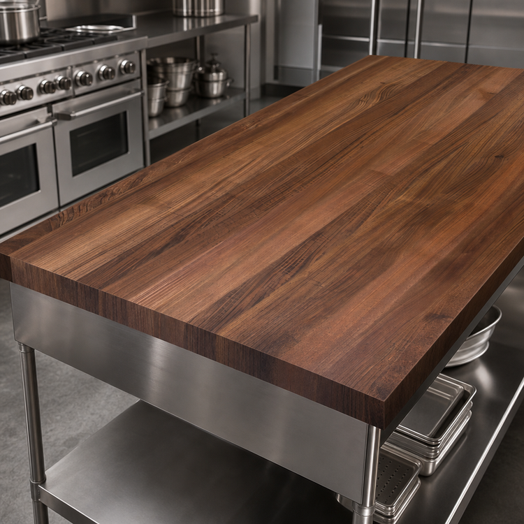 Product image #3 for John Boos Boos Block 120" x 48" American Black Walnut Edge Grain Kitchen Countertop, 2-1/4" Thick