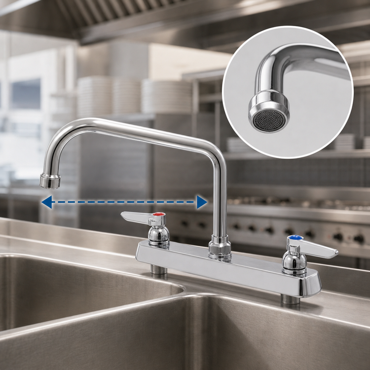 Product image #3 for T&S Brass B-1122-M Workboard Faucet with 10 Inch Swing Nozzle, 8 Inch Centers, Deck Mounted