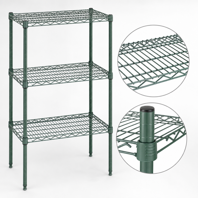 Product image #4 for Eagle Group Valu-Gard Green Epoxy Double-Mat Wire Shelving Starter Unit, 4-Tier, 36 x 24 x 63 Inches