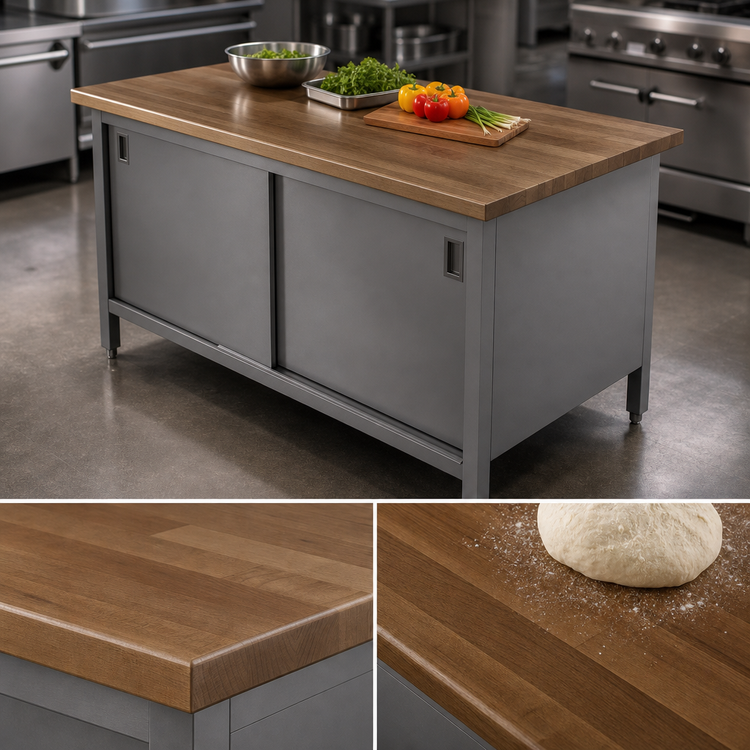 Product image #3 for 72-Inch x 24-Inch Wood Top Enclosed Base Work Table with Sliding Doors