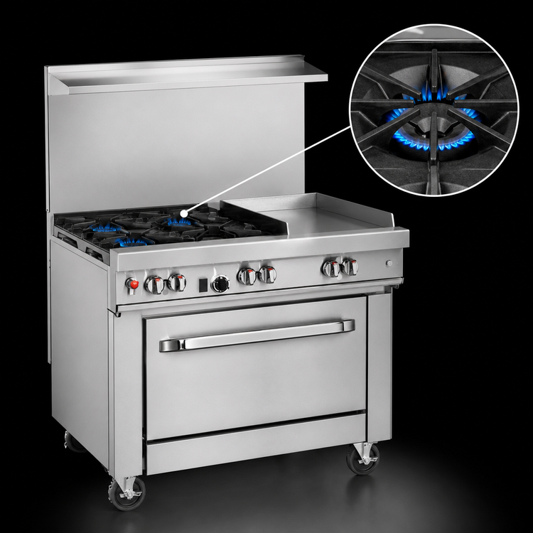 Product image #3 for Southbend Ultimate 36-Inch Gas Restaurant Range with 2 Star/Sauté Burners, 24-Inch Griddle, and Convection Oven