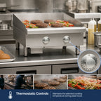 Thumbnail image #3 for Imperial (Middleby) ITG-24-E 24-Inch Electric Countertop Griddle, 24 x 24-Inch Polished Steel Plate, Thermostatic Controls