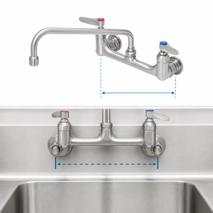 Product image #3 for T&S Brass EverSteel 8-Inch Center Wall Mount Mixing Faucet with 14-Inch Swing Nozzle