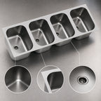 Thumbnail image #3 for Eagle Group FDI-16-19-8-4 Four-Compartment Weld-In Sink, 16" x 20" x 8" Bowls, 18-Gauge 304 Stainless Steel