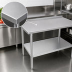 Thumbnail image #3 for John Boos Stallion ST4R1.5-3030GSK 30" x 30" Corner Stainless Steel Work Table, 14-Gauge 300 Series Top, 1-1/2" Backsplash, Undershelf