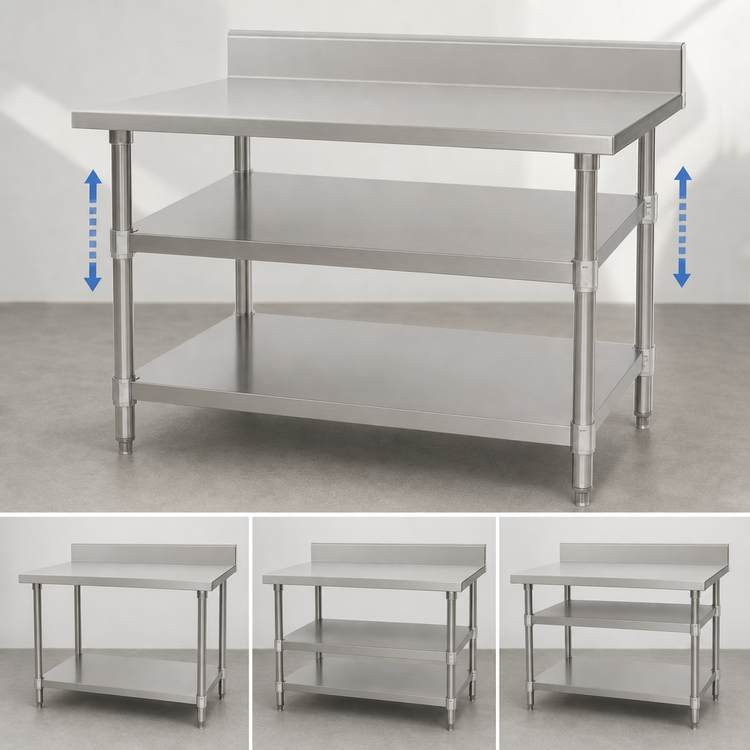 Product image #3 for Eagle Group 72 Inch x 30 Inch Adjustable 18/430 Stainless Steel Work Table Undershelf for Uni-Lok Hat Channel Frame Tables