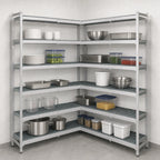 Thumbnail image #3 for Fermod Fermostock 5R52B83-CE 5-Tier Corner Expansion Polymer Shelving Unit, 83"H x 52"W x 18"D