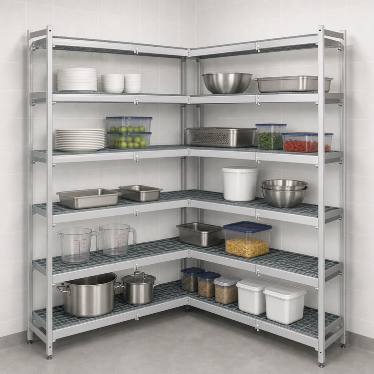 Product image #3 for Fermostock 5-Tier Corner Expansion Polymer Shelving Unit, 83 Inch H x 52 Inch W x 18 Inch D