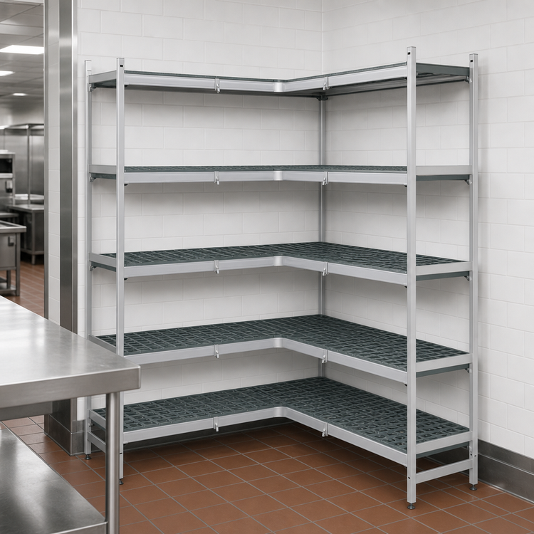 Product image #3 for Fermostock 5-Tier Corner Expansion Polymer Shelving Unit, 83 In. H x 64 In. W x 18 In. D