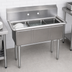 Thumbnail image #3 for BK Resources Economy 3-Compartment Stainless Steel Sink with Legs and 9-Inch Backsplash