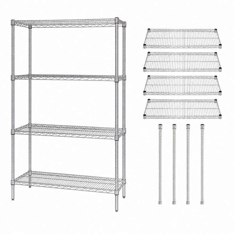 Product image #3 for Quantum Wire Shelving Starter Kit, 60W x 30D x 54H, Chrome Plated, Stationary