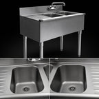 Thumbnail image #3 for Eagle Group 1800 Series B3L-2-18 36-Inch 304 Stainless Steel Two-Compartment Underbar Sink Unit with Left Drainboard