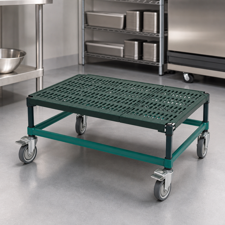 Product image #3 for QuadPlus Mobile Dunnage Rack with Louvered Polypropylene Mat, 24 x 18 x 14 Inches, 800 lb Capacity