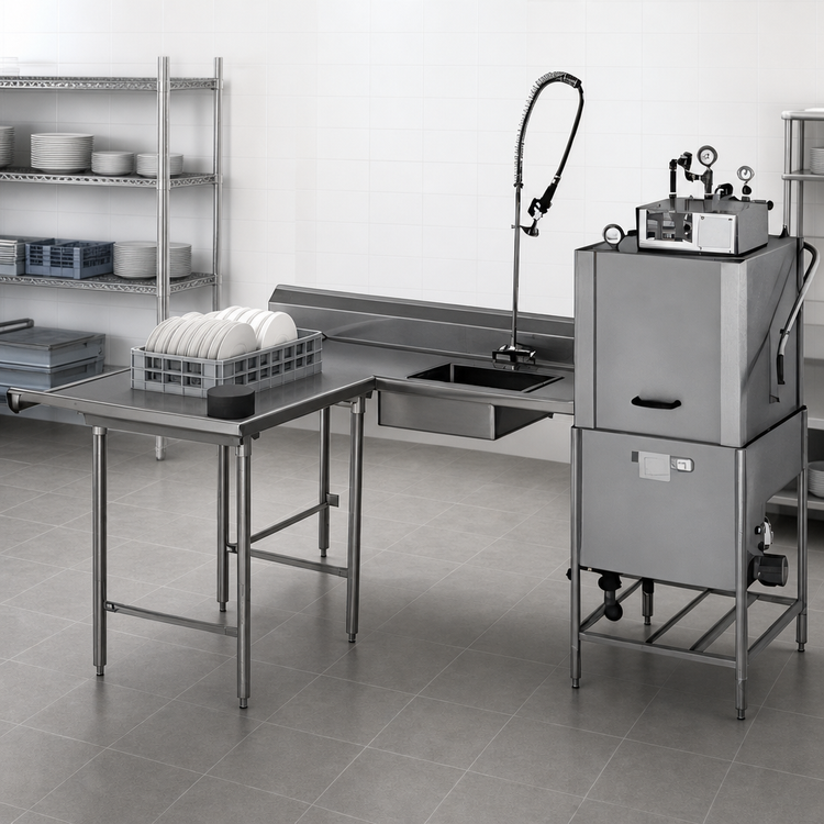 Product image #3 for Eagle Group Island Soiled Dishtable with Dish Landing Shelf and Pre-Rinse Sink