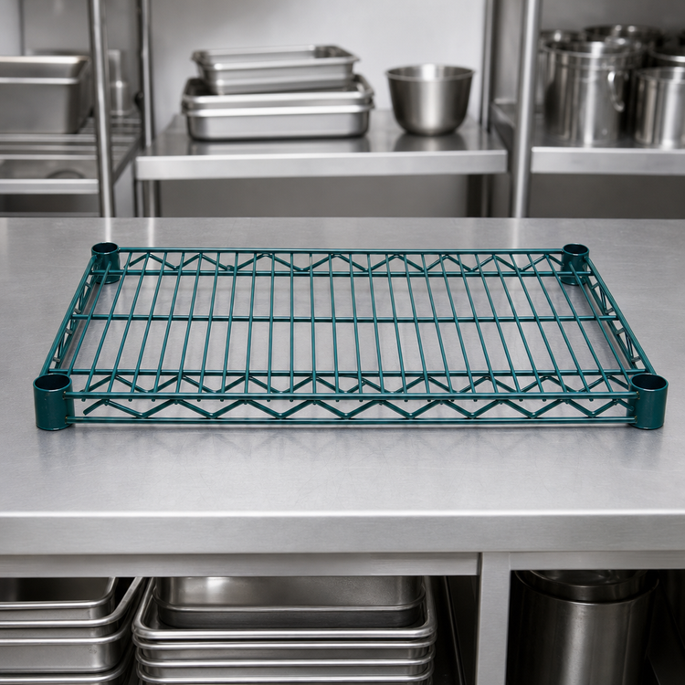 Product image #4 for Advance Tabco Special Value Heavy Duty Wire Shelf, 42 x 14 Inches, Green Epoxy Coated