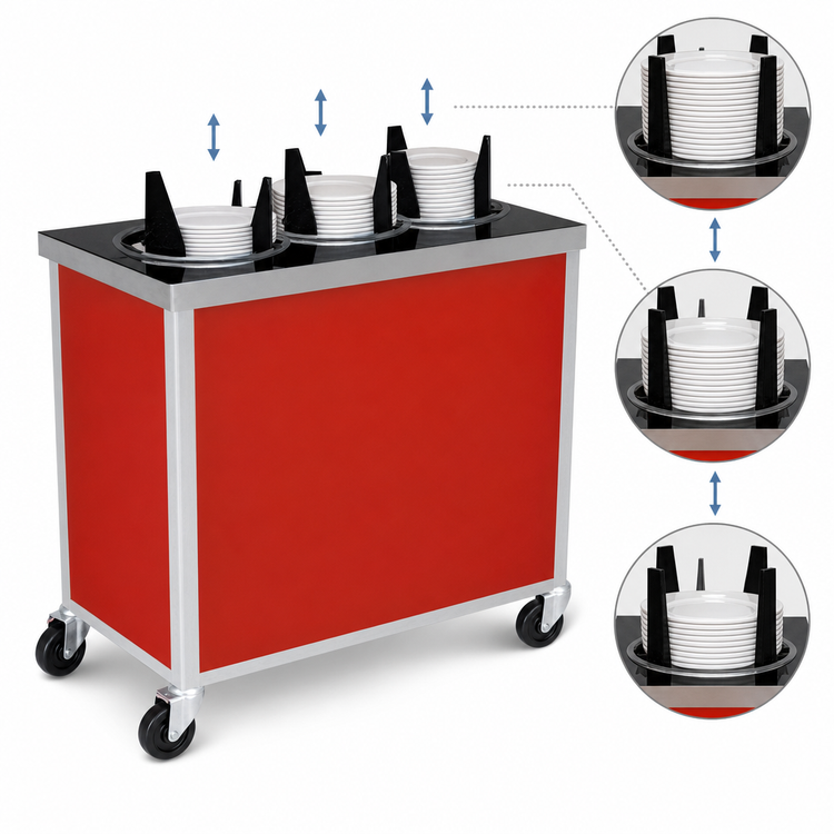 Product image #3 for Atlas Metal MEPD3-9-1/8 Mobile Enclosed Plate Dispenser, Three Tubes, Up to 9 1/8" Plates