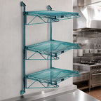 Thumbnail image #3 for Quantum WC54-CB2154P Wall-Mounted Cantilever Starter Shelf Unit, 3 Wire Shelves, 54-Inch Posts, Green Epoxy Antimicrobial Finish, NSF