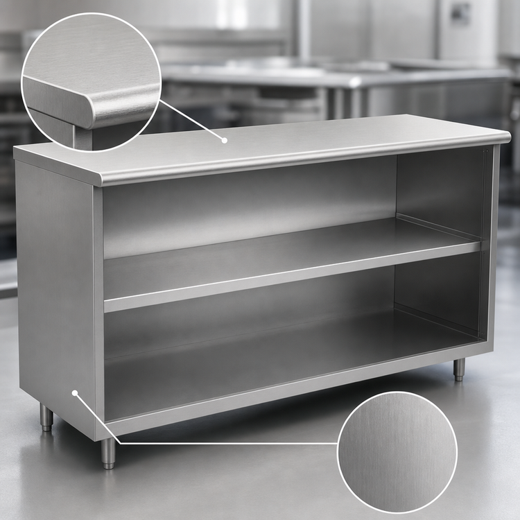 Product image #3 for Eagle Spec-Master PC1560SE-CS Open-Front Plate Cabinet — 60 Inches x 15 Inches, 14-Gauge 304 Stainless Steel Top