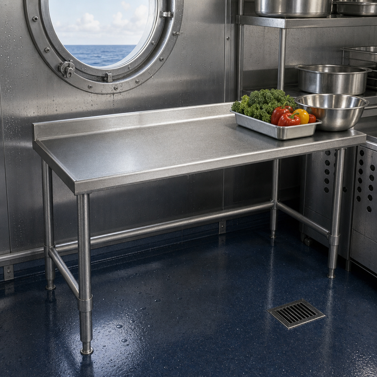 Product image #3 for Spec-Master Marine Series Stainless Steel Work Table with 4-1/2-Inch Backsplash, 30 x 24 Inches