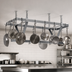 Thumbnail image #3 for Eagle Group Ceiling-Mounted Triple-Bar Aluminum Pot Rack with 9 Double-Pronged Hooks, 28 x 20 x 18 Inches