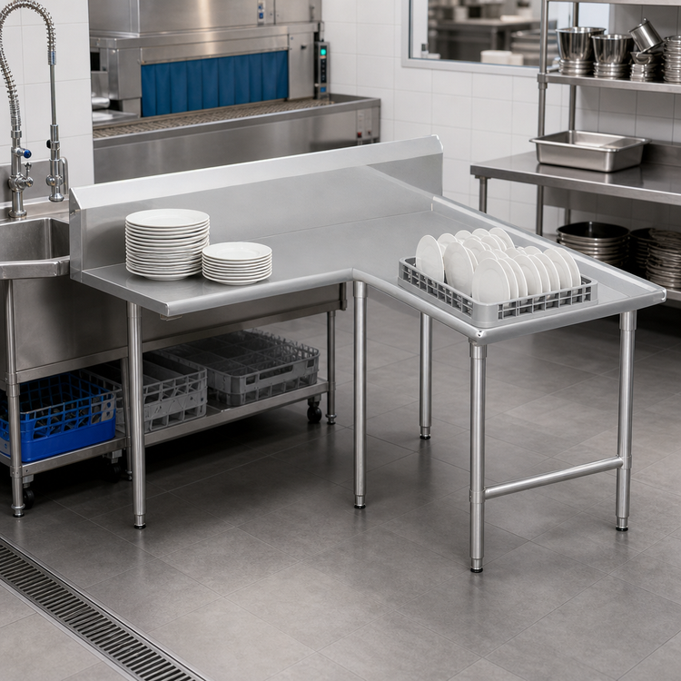 Product image #3 for John Boos Pro-Bowl L-Shaped Island Clean Dishtable, Left-to-Right, 60 x 60 Inches, 44 Inch High