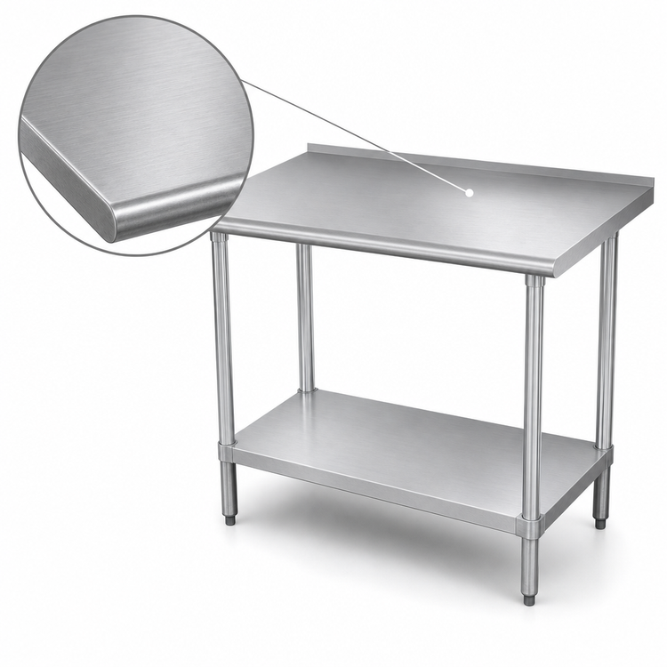 Product image #3 for Advance Tabco 30" x 24" Stainless Steel Work Table with 1-1/2" Rear Splash and Adjustable Undershelf