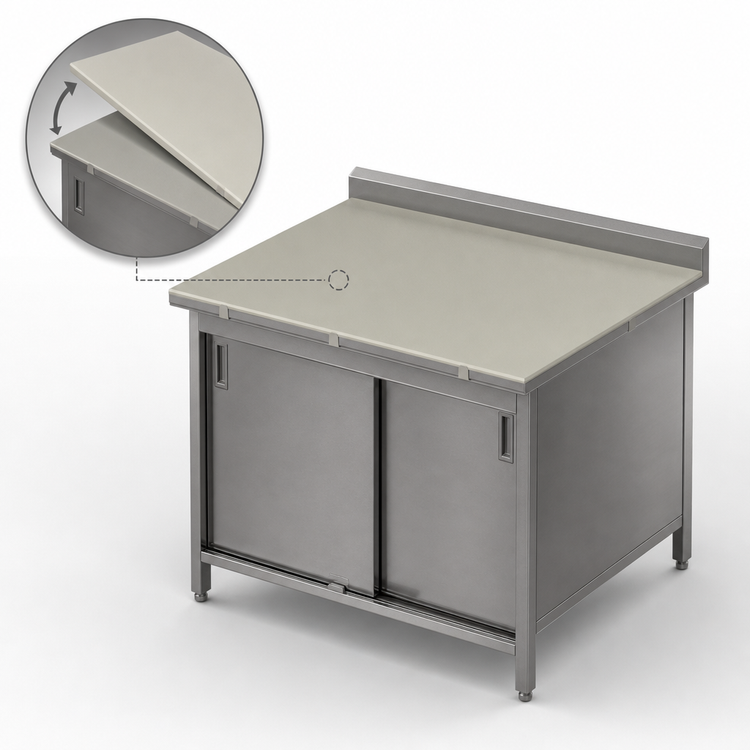 Product image #3 for John Boos Poly Top Work Table with Stainless Steel Cabinet Base and Sliding Doors, 36"W x 30"D