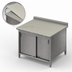 Thumbnail image #3 for John Boos Poly Top Work Table with Stainless Steel Cabinet Base and Sliding Doors, 36