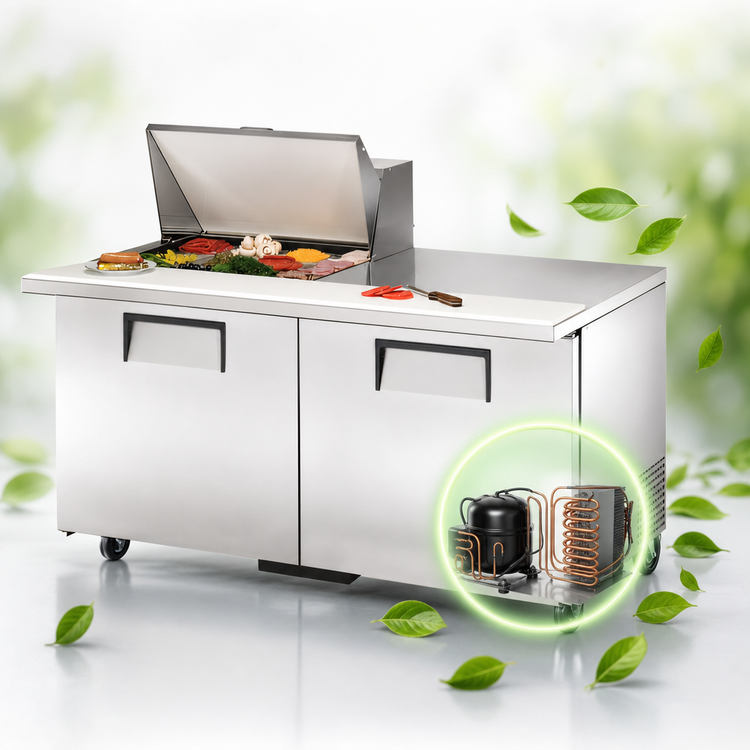 Product image #3 for True Mega-Top 2-Door Refrigerated Sandwich/Salad Prep Table with 12-Pan Top, 60-Inch Wide