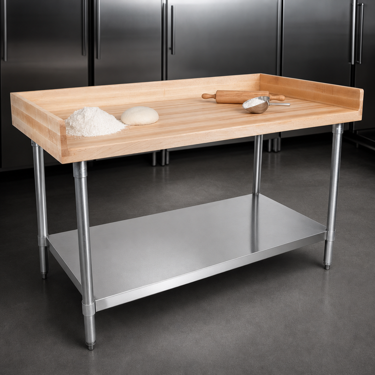 Product image #3 for John Boos 60" x 30" Baker's Top Work Table with Adjustable Stainless Steel Undershelf