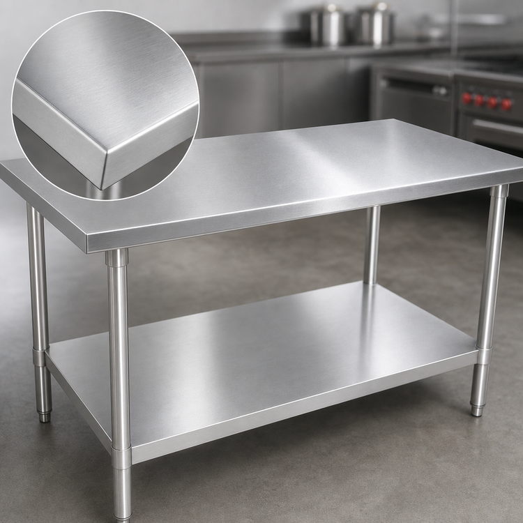 Product image #3 for John Boos Stallion 48 x 36-Inch 16-Gauge Stainless Steel Top Work Table with Fixed Undershelf