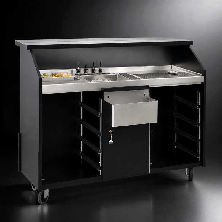 Product image #3 for Deluxe 63-Inch Indoor Portable Bar with Ice Bin, Speed Rails, and Locking Cabinet