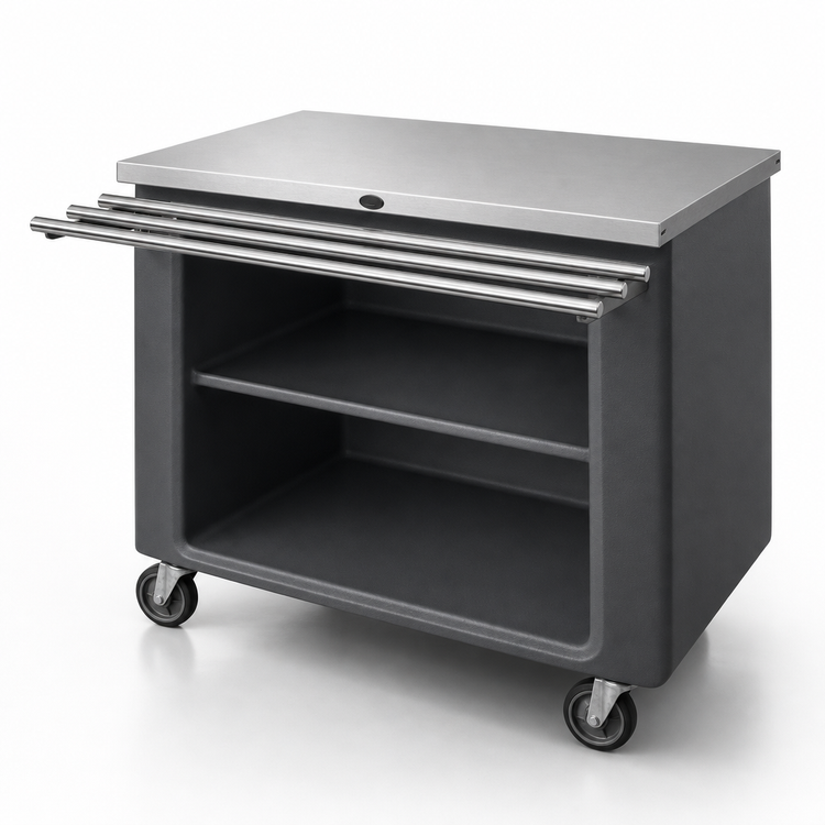 Product image #3 for Randell RANFG ST-3 Mobile Modular Utility Worktop Serving Station, Enclosed Base, 36 Inch Wide, 16-Gauge Stainless Steel Top
