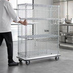 Thumbnail image #3 for Metro Super Erecta SEC53LC Mobile Chrome-Plated Wire Security Cage with Aluminum Dolly, Dual 270° Doors, 38-1/2"W x 28-1/16"D x 68-1/2"H