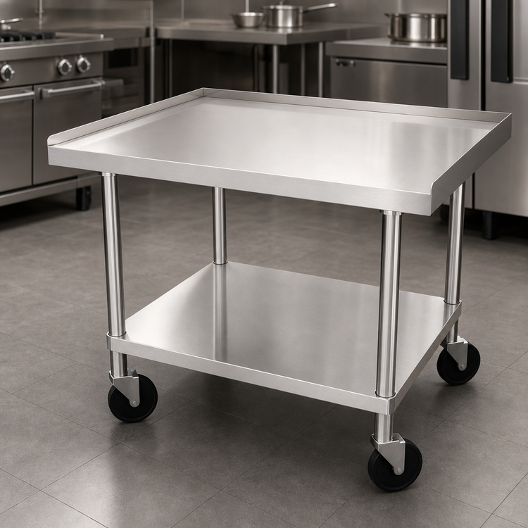 Product image #3 for Ovention 36-Inch W x 30-Inch D Stainless Steel Equipment Stand with Adjustable Undershelf and Casters
